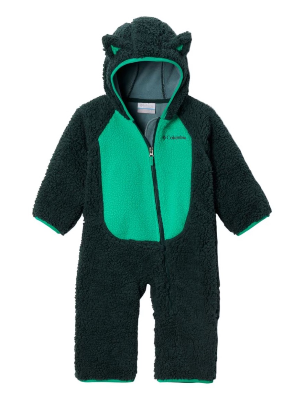 Columbia Dark Green and Bright Green Sherpa One-Piece [Size 6-12M]